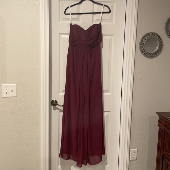 Long Strapless Chiffon Dress and Pleated Bodice DA - Picture 2 of 4